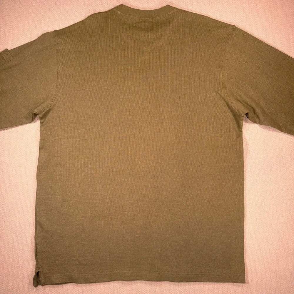 Chaps Ralph Lauren V-Neck Pullover XL Men Olive Green Sleeve Pocket Cotton